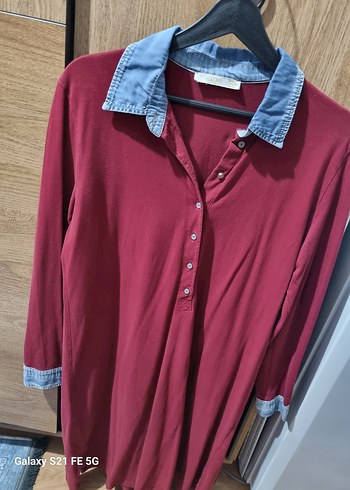 Bordo Düğmeli Kadın Tunik - Görsel 2
