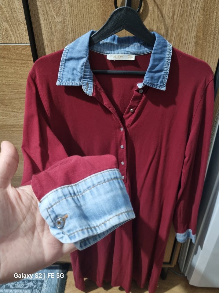 Bordo Düğmeli Kadın Tunik - Görsel 3