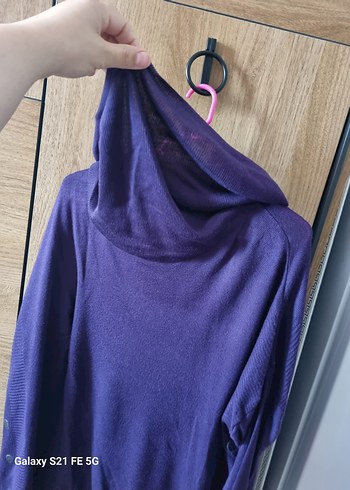 Mor Uzun Kollu Boğazlı Salaş Kadın Kazak - Görsel 3