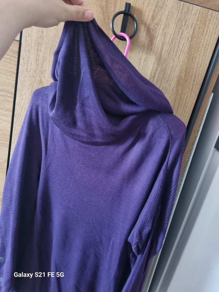 Mor Uzun Kollu Boğazlı Salaş Kadın Kazak - Görsel 4