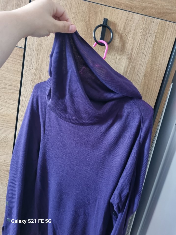 Mor Uzun Kollu Boğazlı Salaş Kadın Kazak - Görsel 3