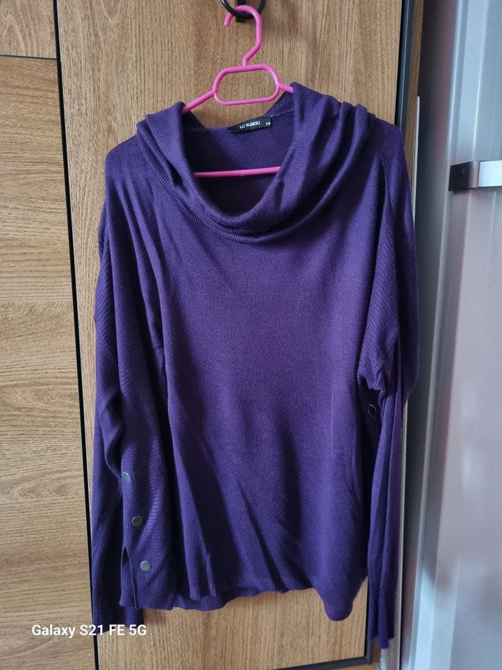 Mor Uzun Kollu Boğazlı Salaş Kadın Kazak - Görsel 5