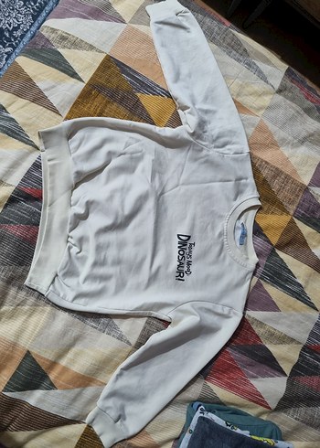 Beyaz Uzun Kollu Baskılı Sweatshirt - Görsel 2