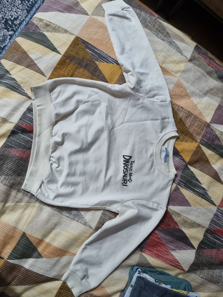 Beyaz Uzun Kollu Baskılı Sweatshirt - Görsel 2