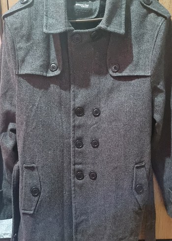 Gri Erkek Midi Yün Kaban - Görsel 3