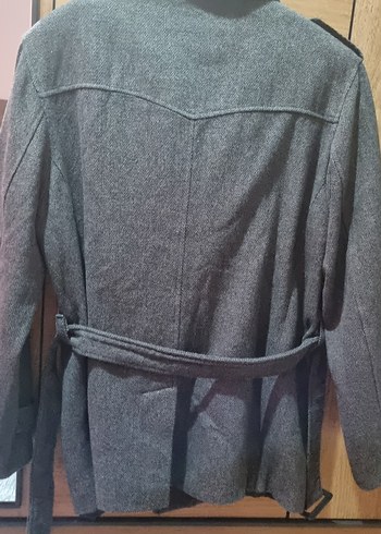 Gri Erkek Midi Yün Kaban - Görsel 4