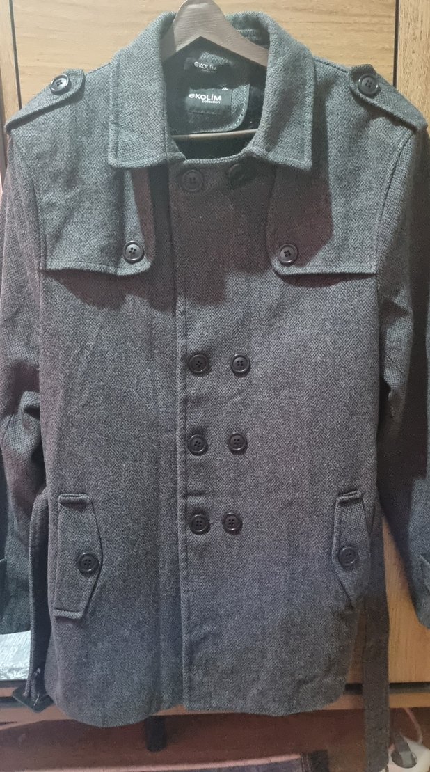 Gri Erkek Midi Yün Kaban - Görsel 3