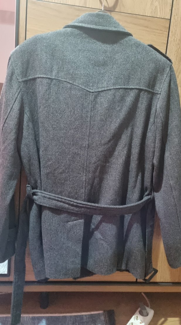 Gri Erkek Midi Yün Kaban - Görsel 4