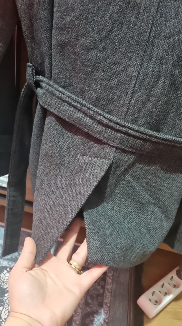 Gri Erkek Midi Yün Kaban - Görsel 5