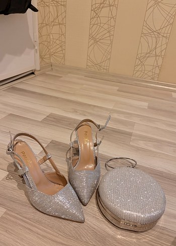 Uzun Siyah Drapeli Abiye Elbise (şal,ayakkabı ve çanta ile) - Görsel 7