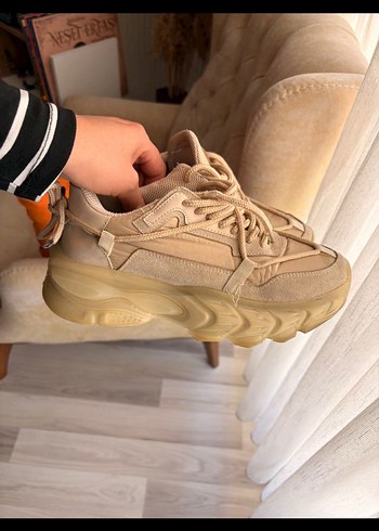 Elle Bej Bağcıklı Kadın Spor Ayakkabı - Görsel 2