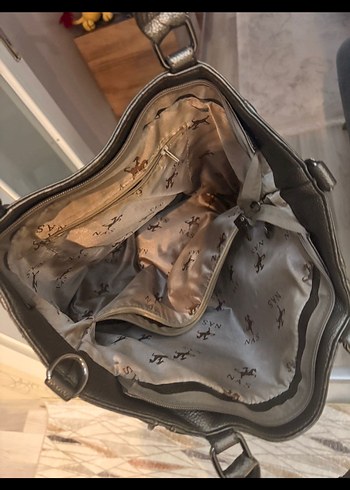 Nas Bag Gri Renkli Deri Tokalı Kadın Çanta - Görsel 3