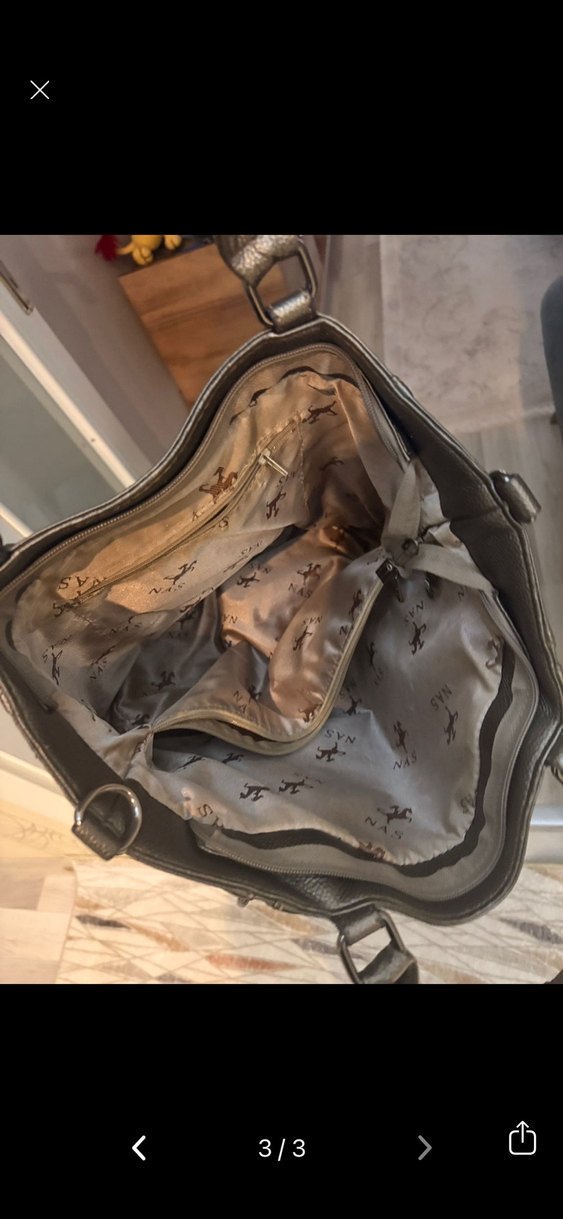 Nas Bag Gri Renkli Deri Tokalı Kadın Çanta - Görsel 3