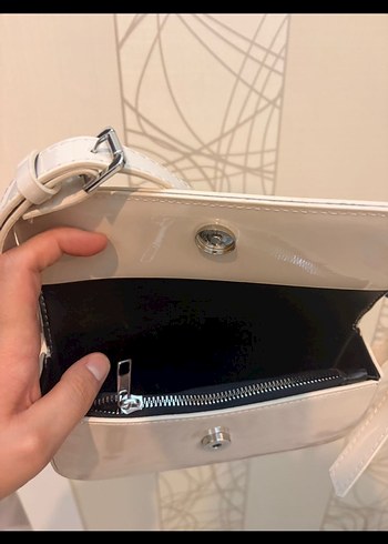 Krem Deri Tokalı Kadın Çanta - Görsel 2