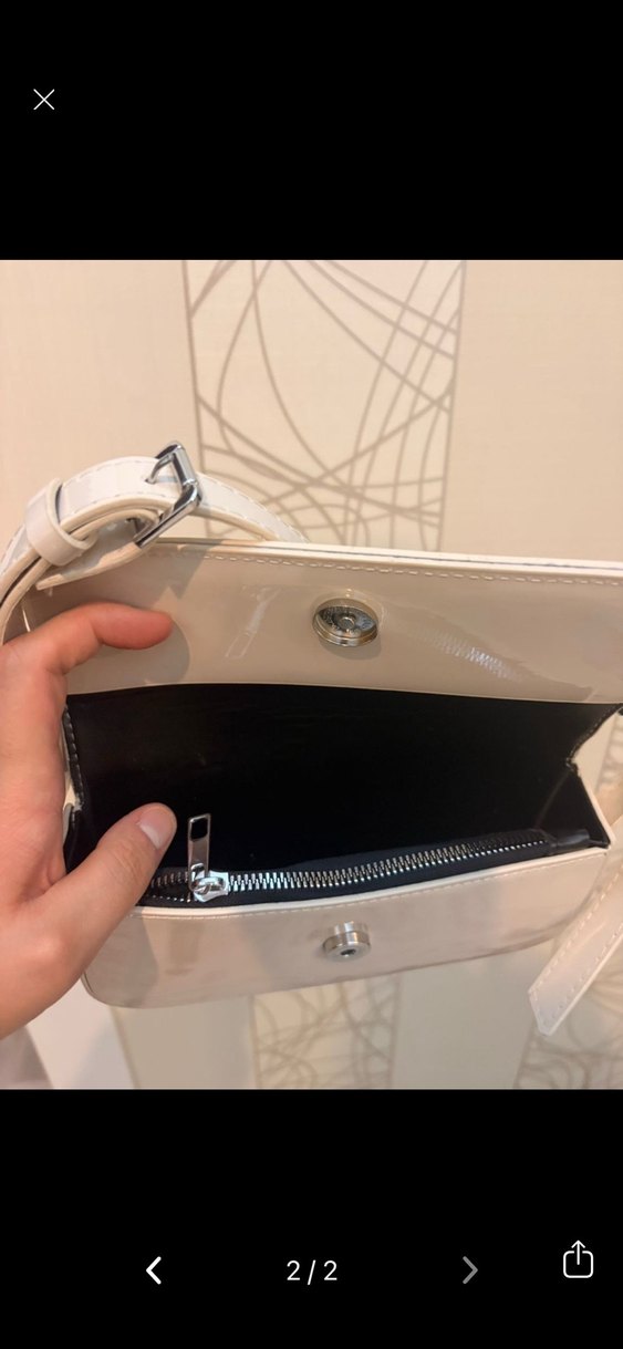 Krem Deri Tokalı Kadın Çanta - Görsel 2