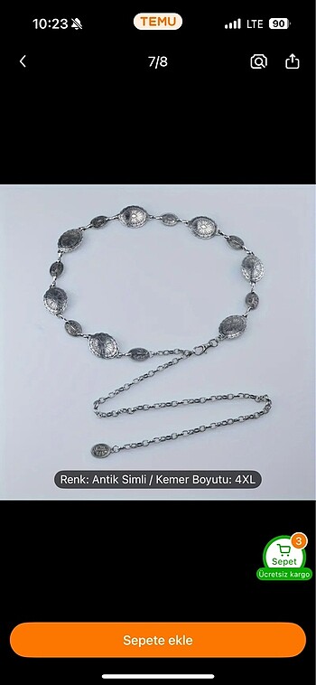 Diğer Gümüş rengi bohem zincir kemer