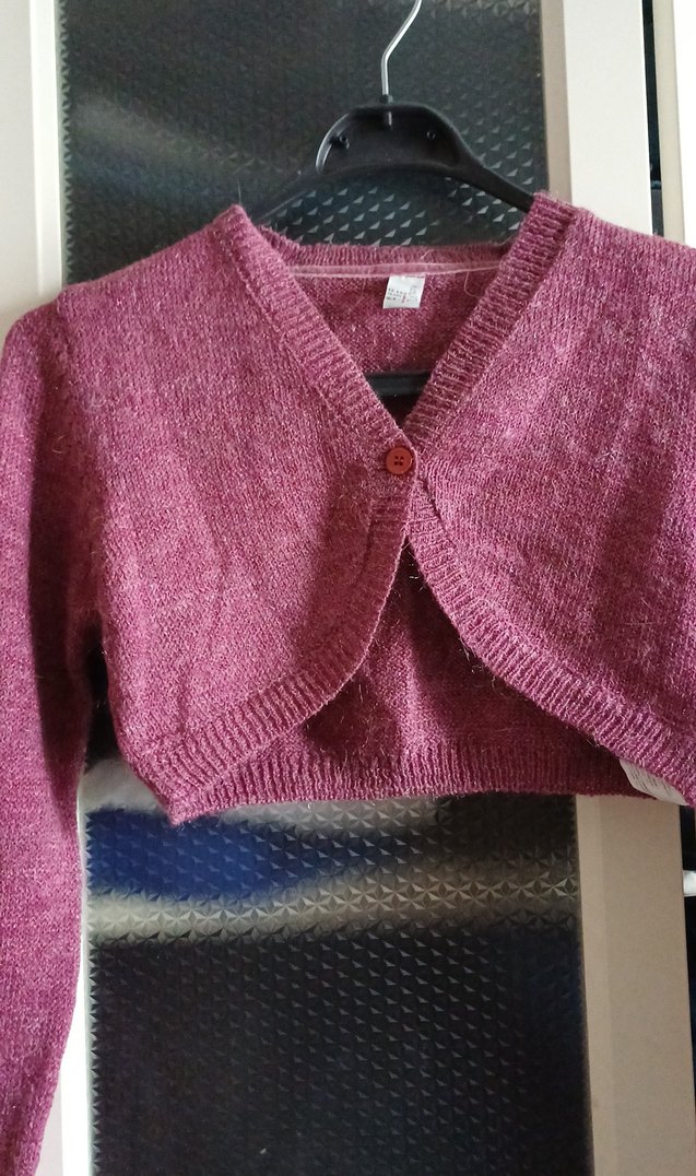 Kız Çocuk Pembe Örgü Bolero - Görsel 2