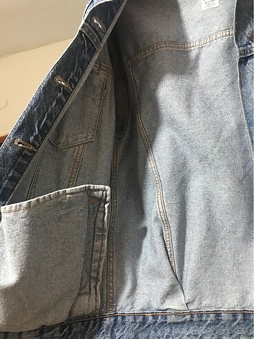 xs Beden lacivert Renk bershka oversize kot denim ceket