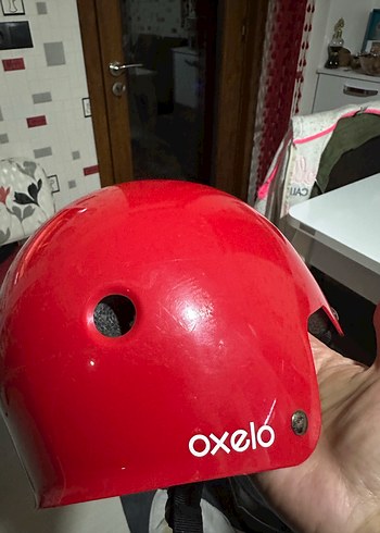 Decathlon Kırmızı Diz Koruyucu ve Kask Seti