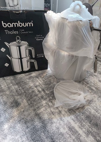 Bambum orta boy Çelik Çaydanlık Takımı - Görsel 2