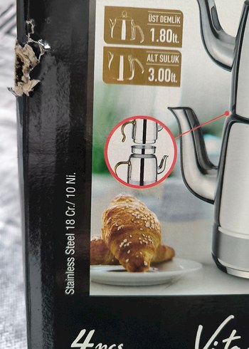 Bonera Gri Çelik Çaydanlık Seti Jumbo boy - Görsel 3