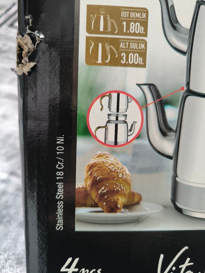 Bonera Gri Çelik Çaydanlık Seti Jumbo boy - Görsel 3