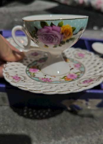 Ayaklı beyaz porselen kahve fincanı 6lı - Görsel 5