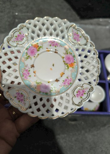 Pastel Renkli Çiçek Desenli Porselen Fincan - Görsel 3