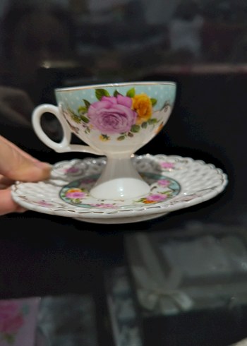 Pastel Renkli Çiçek Desenli Porselen Fincan - Görsel 6