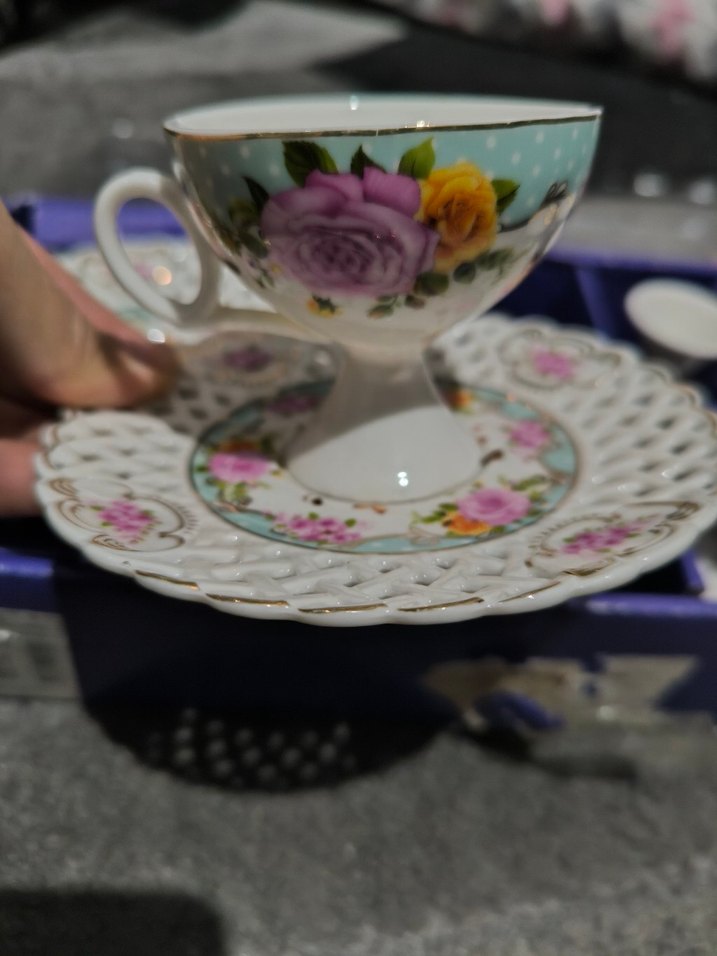 Pastel Renkli Çiçek Desenli Porselen Fincan - Görsel 5