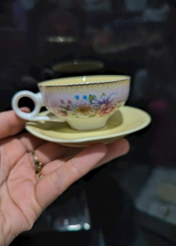 Pastel Sarı Çiçek Desenli Porselen Fincan - Görsel 8