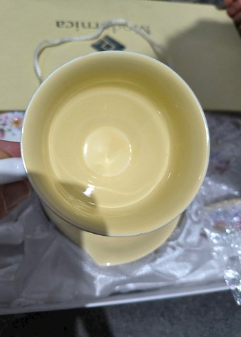 Pastel Sarı Çiçek Desenli Porselen Fincan - Görsel 6