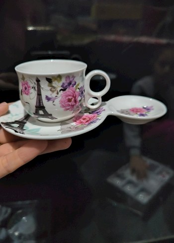 Çiçek Desenli 12 Parça Beyaz Kahve Fincanı Takımı - Görsel 3