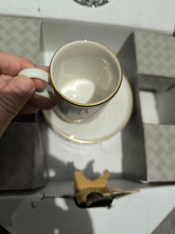 Beyaz Altın Detaylı Porselen Fincan Takımı - Görsel 2