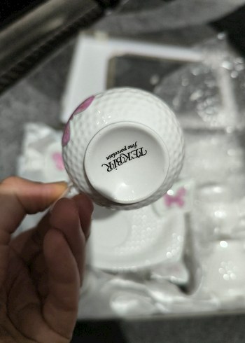 Kelebek Desenli Beyaz Porselen Fincan Takımı - Görsel 6