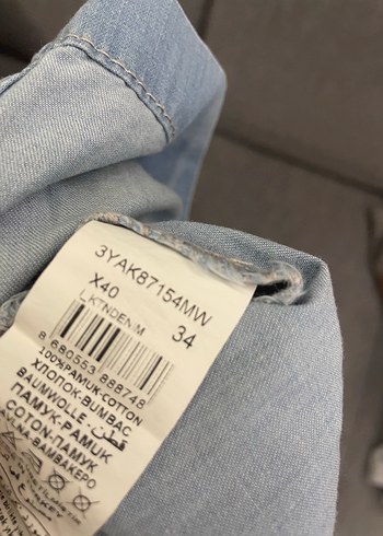 Zara Düğmeli Gri Kot Midi Elbise