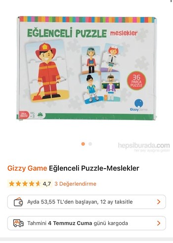 Gizzy Game Eğlenceli Meslekler Puzzle