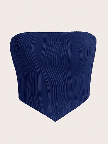 shein lacivert askısız crop üst