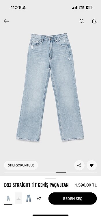 m Beden Stradivarius D92 Açık Mavi Jean