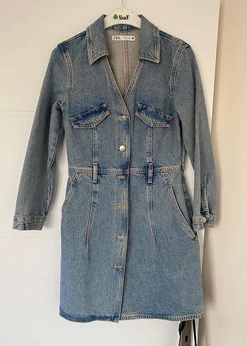 Kadın Mavi Denim Midi Ceket