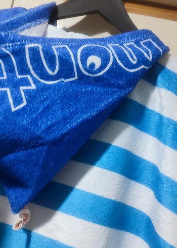 3 Yaş Beden mavi Renk Mavi Baskılı Erkek Çocuk Bornozu