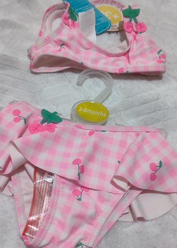 LC Waikiki Kız Bebek Pembe Kiraz Desenli Bikini 3-6 Ay