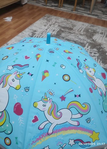 Renkli Unicorn Desenli Şemsiye - Görsel 4
