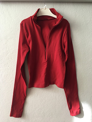 Kırmızı renk uzun kollu sweatshirt
