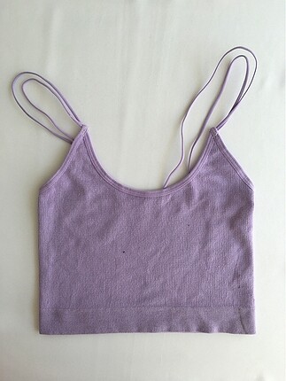 Lila renk askılı büstiyer body crop