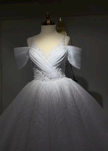 Modern Klasik Straplez Beyaz A Kesim Gelinlik - Görsel 2