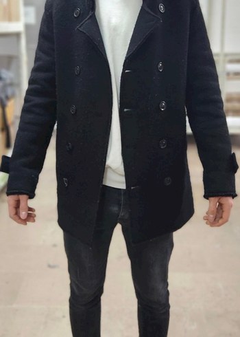 Siyah Erkek Düğmeli Midi Kaban marka temsilidir - Görsel 2