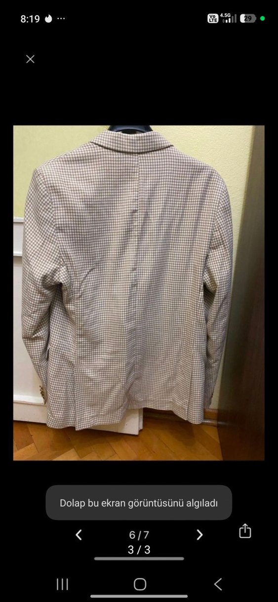 Bej Ekose Desenli Erkek Kruvaze Ceket marka temsili - Görsel 2