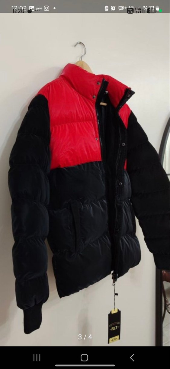 Kırmızı Siyah Düğmeli erkek Kış Ceketi - Görsel 2