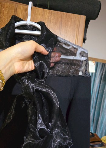 Siyah Gotik Drapeli Uzun Kollu Bluz - Görsel 4